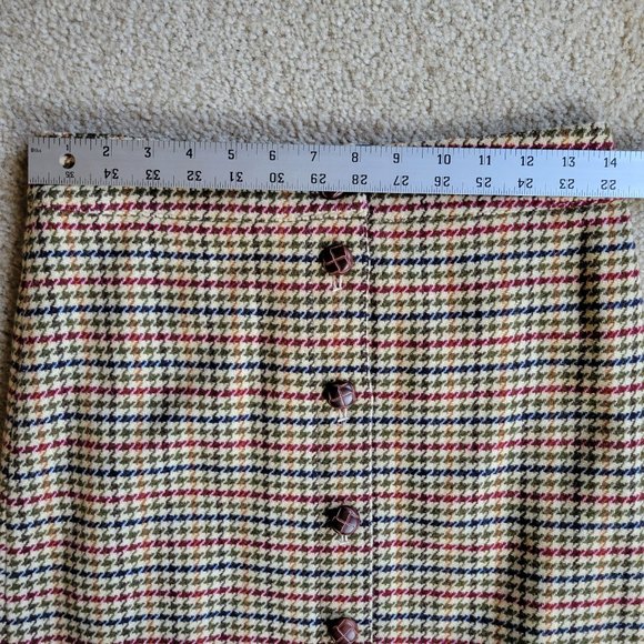 NWOT Talbots wool-blend houndstooth button skirt 19" long - Picture 4 of 9